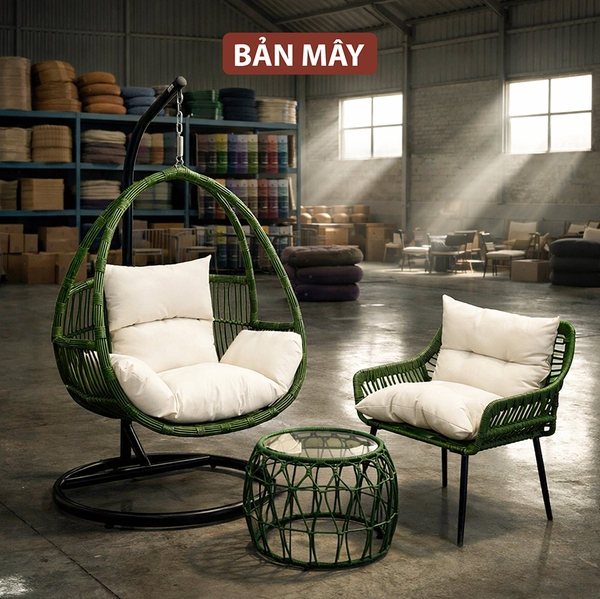 Bộ Bàn Ghế Mây Nhựa Ngoài Trời Phượng Hoàng Đơn – Góc Tiếp Khách Thư Giãn Cho Ban Công, Sân Vườn