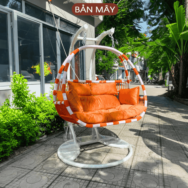 Xích đu cần kép mix màu trắng cam