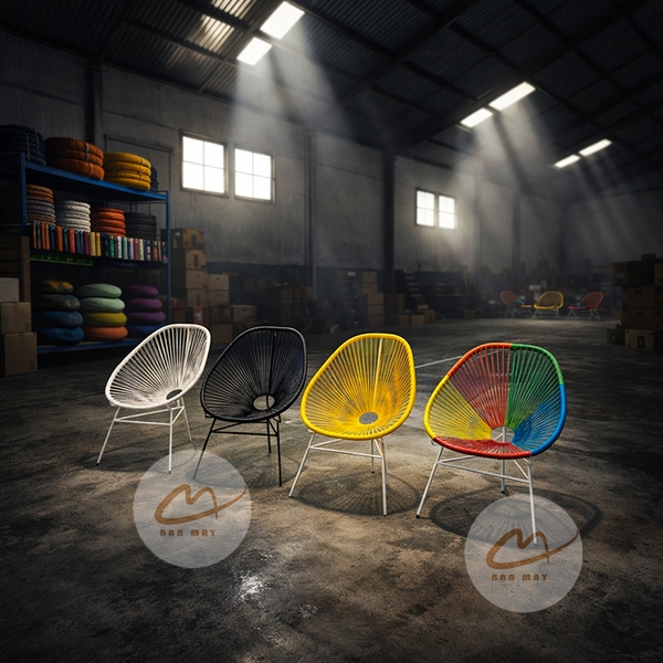 Bộ bàn ghế Acapulco ngũ sắc, bộ bàn ghế ban công mây nhựa khung thép chịu nắng, chịu mưa