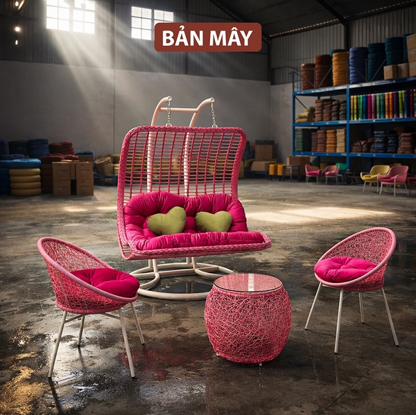 Bộ Bàn Ghế Xích Đu Lưng Vòm Cần Kép, Nội Thất Đại Gia Đình Bền Bỉ mà Sang Trọng