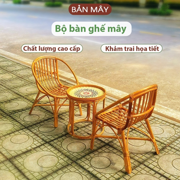 Bộ bàn trà mây tự nhiên