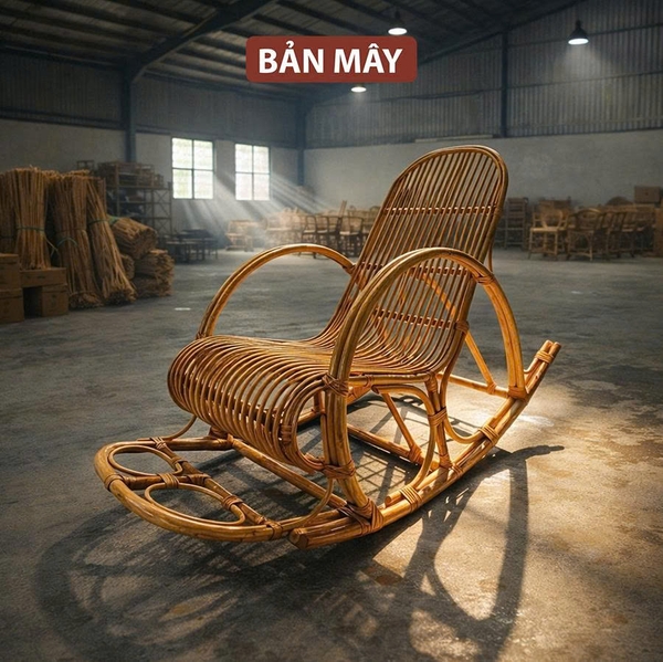 Ghế mây bập bênh cao cấp, ghế thư giãn bằng mây thật thủ công nội thất Bản Mây cao cấp