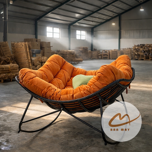 Ghế bập bênh vuông, ghế papasan thư giãn Bản Mây nằm được 2 người, trang trí mọi không gian