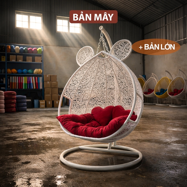 Ghế Xích Đu Đôi Tai Gấu – Thiết Kế Giọt Nước Biểu Tượng Cho 2 Người