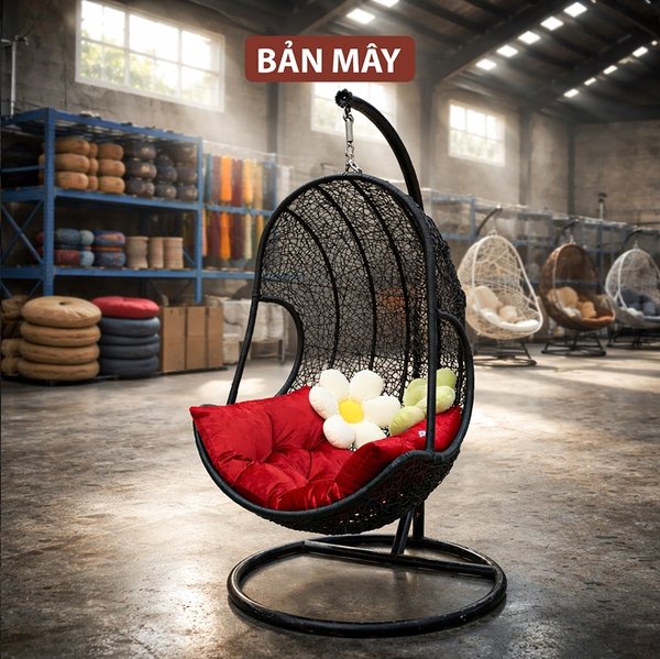 Xích Đu Mây Nhựa Lưng Tôm – Ngồi Lâu Vẫn Thoải Mái, Không Mỏi Lưng