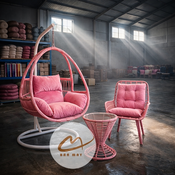 Bàn Ghế Mây Nhựa Thư Giãn Phượng Hoàng Đơn – Combo Xích Đu, Ghế Và Bàn Cho Góc Nghỉ Ngơi Ngoài Trời
