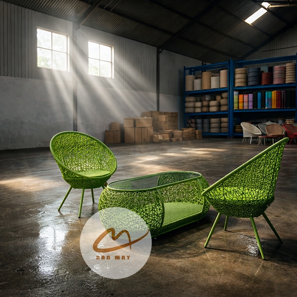 Bàn Ghế Mây Nhựa Putin Đan Rối, Thiết Kế Gọn Sang Với Hộc Bàn Tiện Dụng