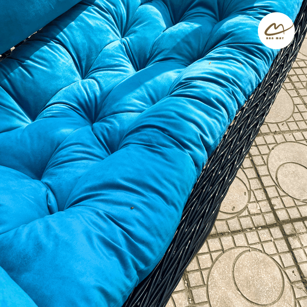 Xích đu oval đệm xanh