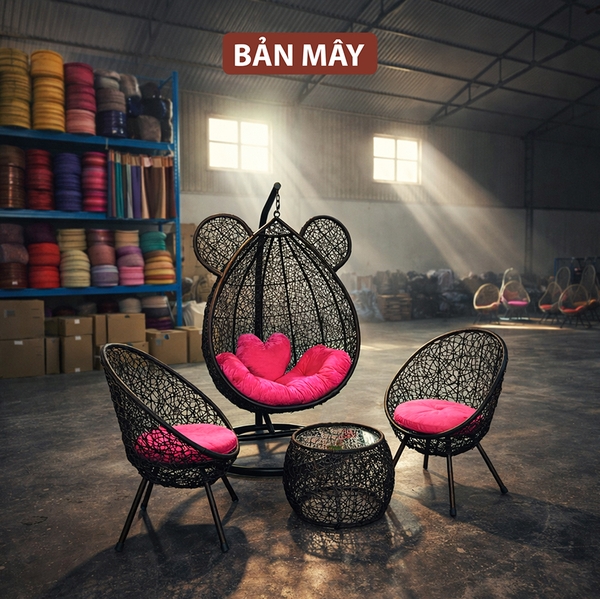 Bộ Bàn Ghế Xích Đu Tai Gấu Cao Cấp, Thiết Kế Độc Đáo Cho Sân Vườn