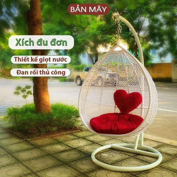 Xích đu đơn màu trắng hình giọt nước
