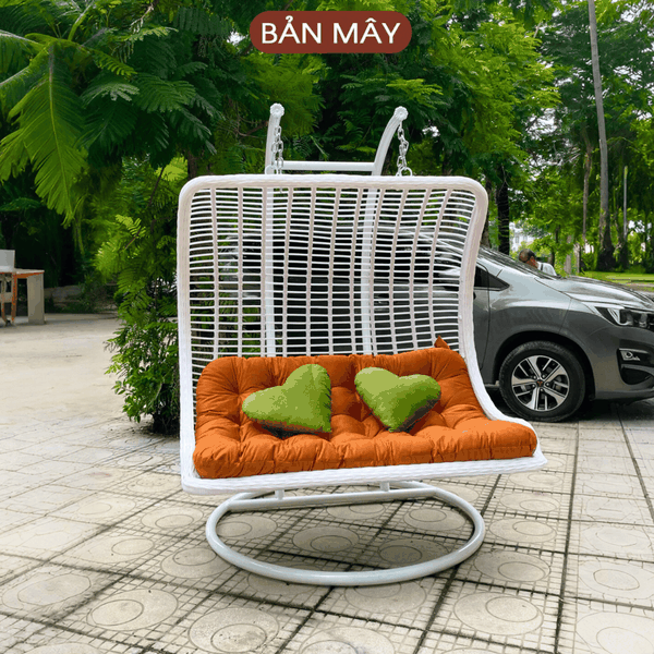 Xích đu sóng trắng đệm cam