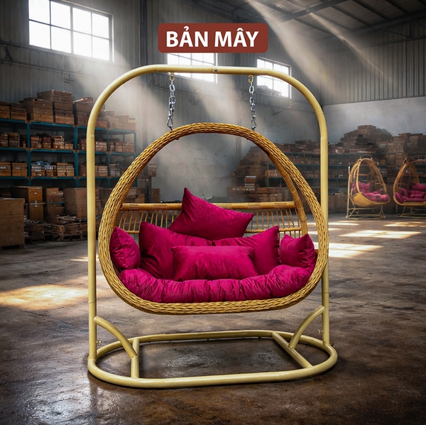 Xích Đu Đẹp Họa Tiết Vảy Rồng - Ghế Xích Đu Cao Cấp Bản Mây