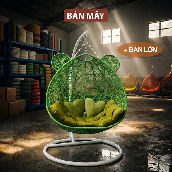 Xích Đu Mây Nhựa Tai Gấu Bản Lớn – Thiết Kế Nhận Diện Cho Không Gian Hiện Đại