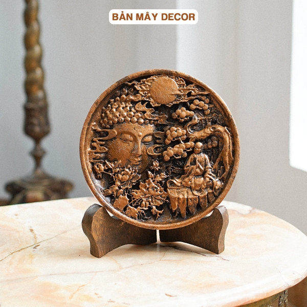 Tranh Đĩa Decor Nhất Niệm Tịnh Tâm Màu Đồng