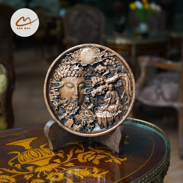 Tranh Đĩa Decor Nhất Niệm Tịnh Tâm Màu Đồng