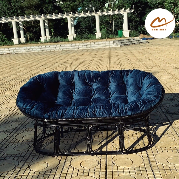 Ghế thư giãn papasan đôi, ghế lười mây nhựa khung thép nội thất Bản Mây dài 1m6 nằm thư giãn, setup mọi không gian