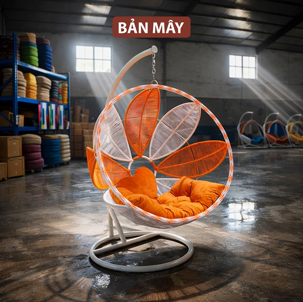 Xích Đu Mây Nhựa Cánh Hoa – Thiết Kế Nghệ Thuật Cho Không Gian Thư Giãn