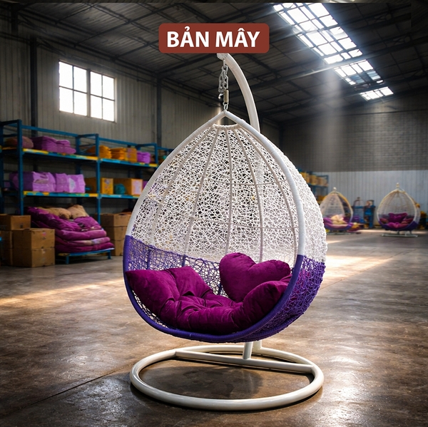 Xích Đu Giọt Nước Phối Hai Tầng Màu – Thiết Kế Chuyển Sắc Trong Dòng Xích Đu Mây Nhựa