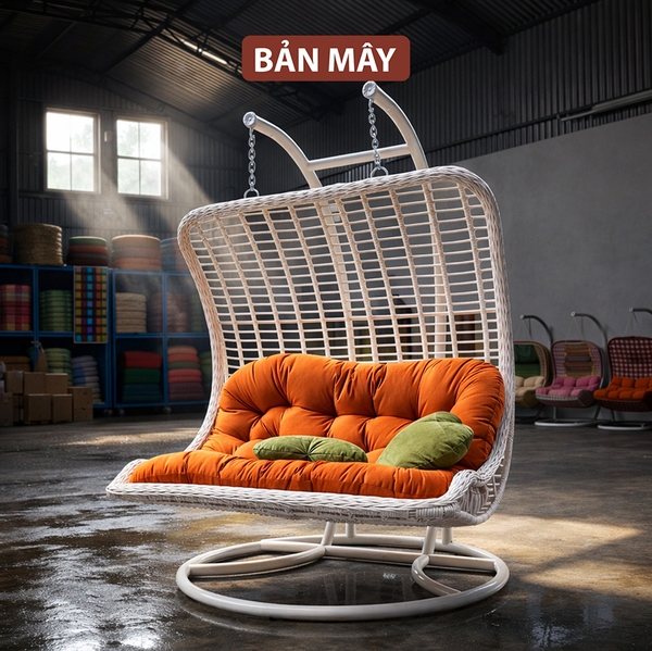 Xích Đu Ngoài Trời Lưng Vòm Đôi – Bền Bỉ Trước Nắng Mưa, Chịu Tải 300kg