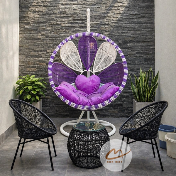 Bộ xích đu sân vườn, bàn ghế ban công nội thất ngoài trời ngồi thư giãn, chịu nắng chịu mưa