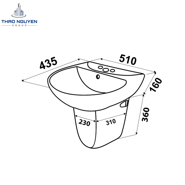 Chậu Lavabo Treo Tường JOPA JP5-04N Kèm Chân Treo JP6-T04N