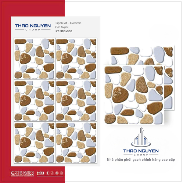 Gạch lát 30x30 RedStar giả sỏi men Sugar Ceramic REC33.2801