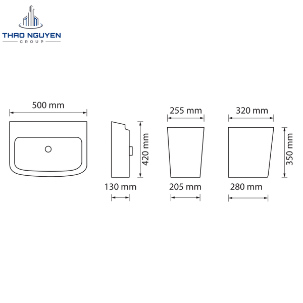 Chậu Lavabo Treo Tường JOPA JP1-225 Kèm Chân Treo JP2-555