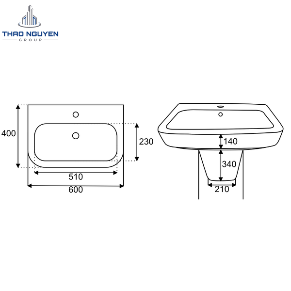 Chậu Rửa Treo Tường Chân Vuông JOPA JP5-06