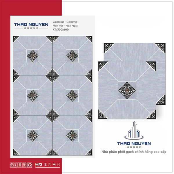 Gạch lát 30x30 RedStar họa tiết caro men Matt Ceramic REC33.4801