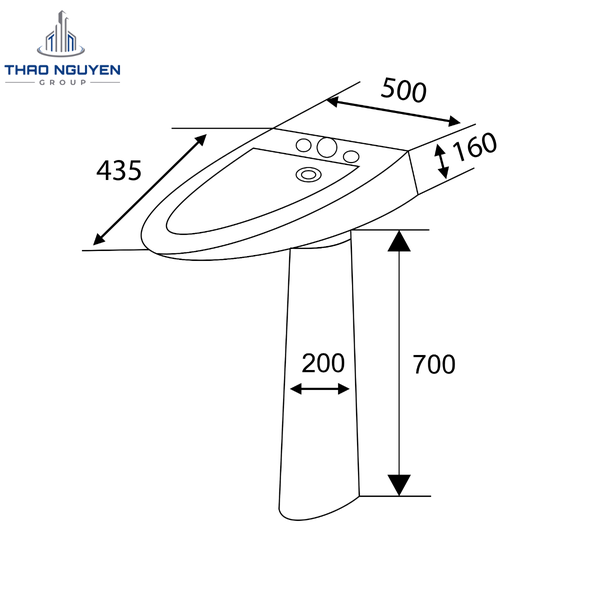 Chậu Lavabo Chân Đứng OSETER OS5-01 Kèm Chân Đứng OS6-D01