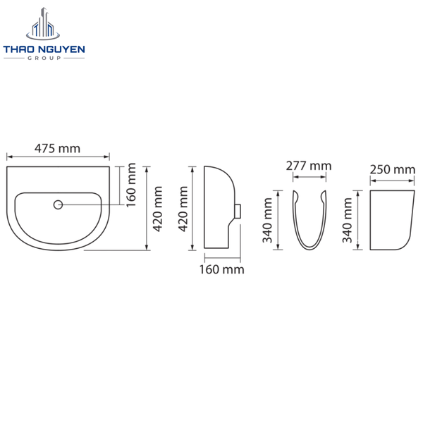 Chậu Lavabo Treo Tường OSETER OS1-224 Kèm Chân Treo OS2-501