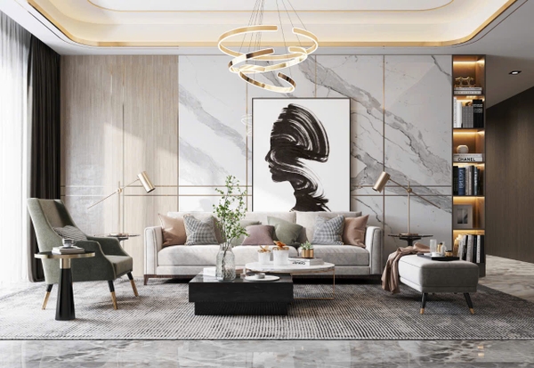 Trang trí phòng khách - Phong cách Luxury mẫu số 31