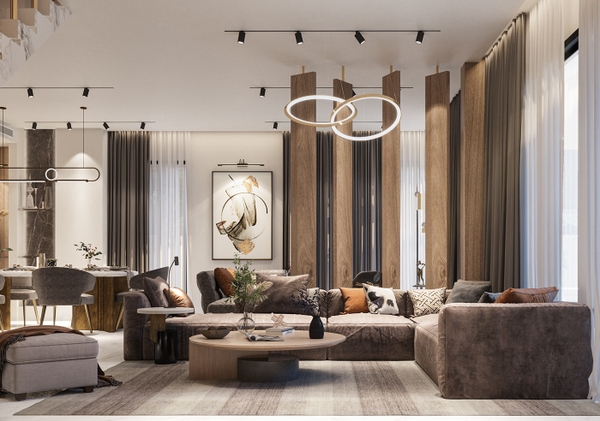 Thiết kế thi công nội thất chung cư phòng khách hiện đại Time City