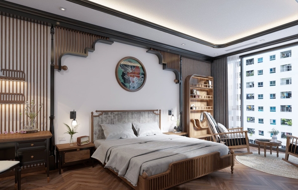 Nội thất chung cư phong cách Indochine Goldmark City