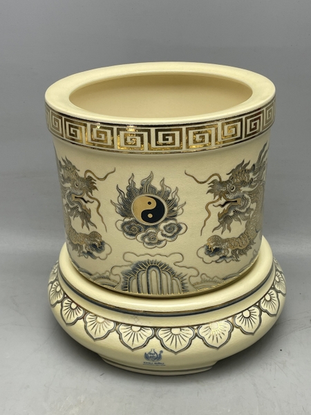 Bát Hương Họa Tiết Rồng F20 vẽ vàng 24K