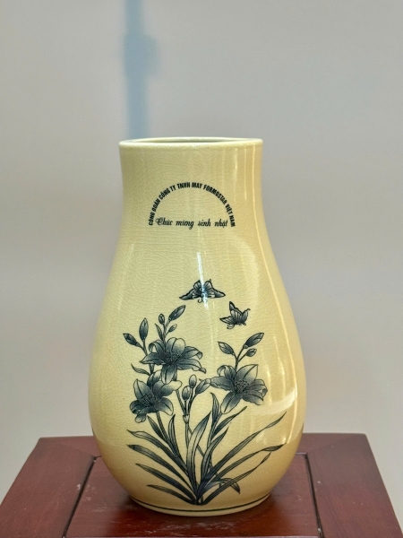 Bình Hoa Hoạ Tiết Thuận Buồm Xuôi Gió Cao 28cm Truyền Thống