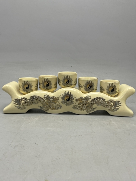 Kỷ 5 Chén Rồng Vẽ Vàng 24K