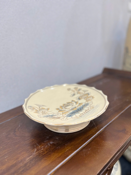 Mâm Bồng Hoạ Tiết Hoa Sen F27 Vẽ Vàng 24K