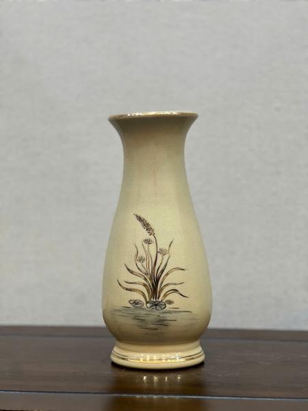 Bình Cắm Hoa Hoạ Tiết Hoa Sen H27 Vẽ Vàng 24K