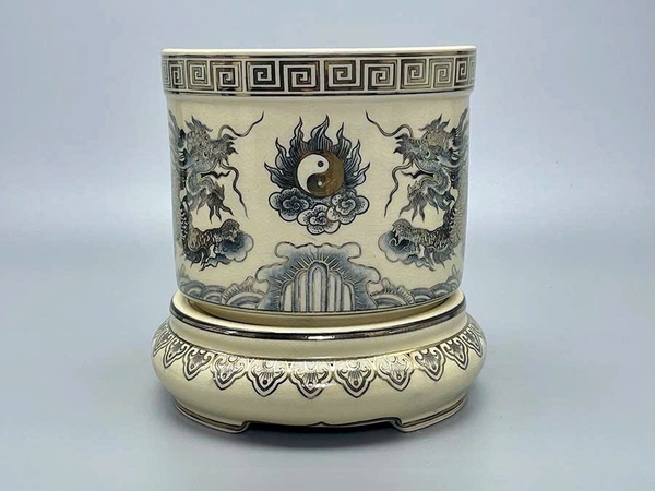 Bát Hương F24 Hoạ Tiết Rồng Vẽ Vàng 24K