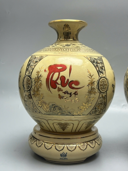 Set 2 Bình Hút Lộc chữ Phúc Lộc vẽ vàng 24k