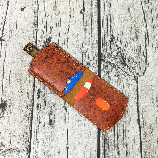 Ví da mini handmade đựng giấy tờ cao cấp có nút