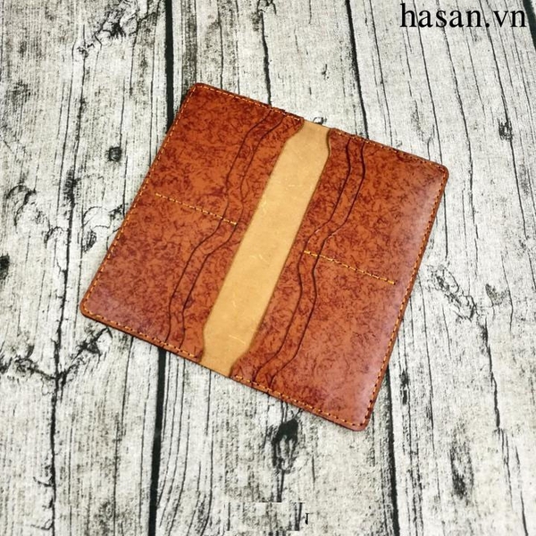 Ví da mẫu dài cầm handmade da thật cao cấp gợn sóng