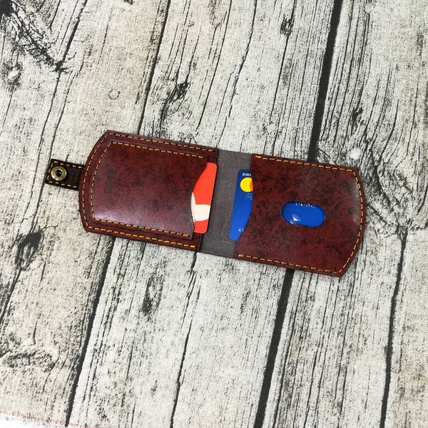 Ví da mini handmade đựng giấy tờ cao cấp có nút
