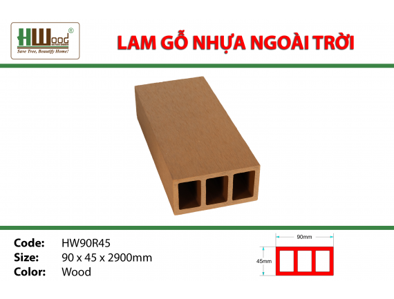 HW905R45 Wood 90 x 45 x 2900 3 lổ