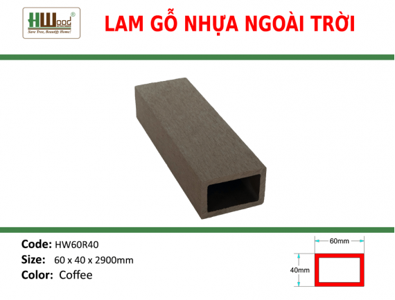 HW60R40 Coffee 60 x 40 x 2900 Lổ chữ nhật