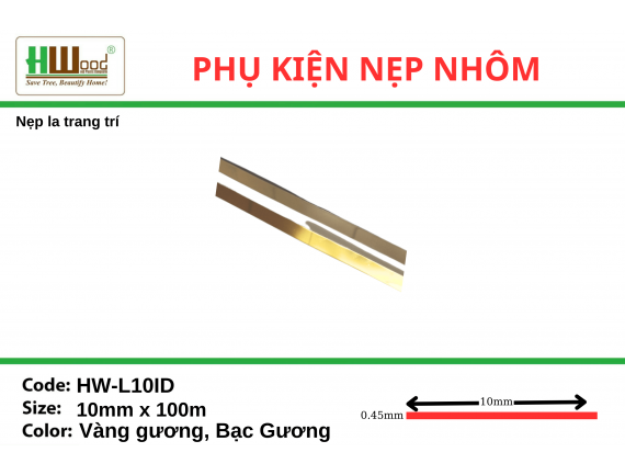 HW - L10ID Bạc gương 10x100 Nẹp la trang trí