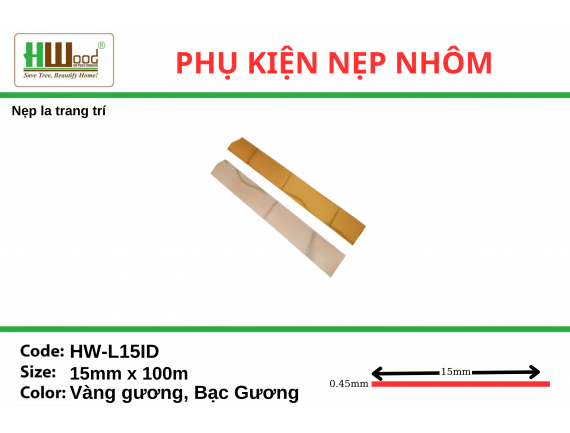 HW - L15ID Vàng gương 15x100 Nẹp la trang trí