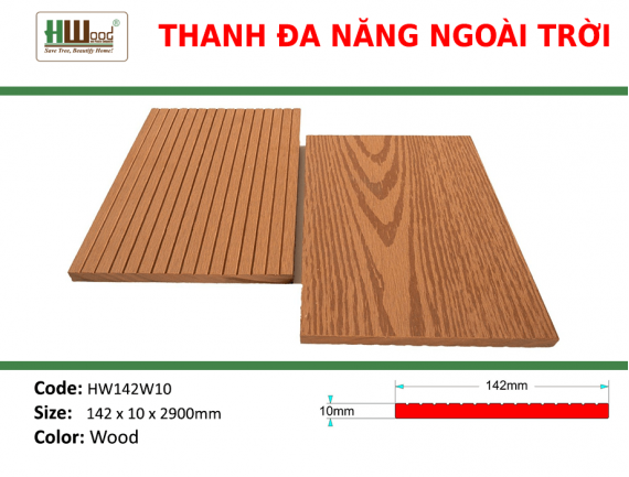 HW142W10 Wood 142 x 10 x 2200 Phẳng 3D