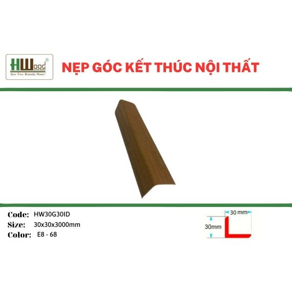 HW30G30ID E8-68 30x30x3000 Nẹp góc kết thúc V